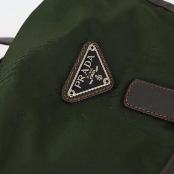 PRADA Backpack Nylon Khaki Silver Auth bs29914